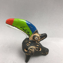 Load image into Gallery viewer, Ocarina Handmade/Painted Costa Rica Clay Toucan/Feline/Bovine/Ovine Flute (4")(As Is)
