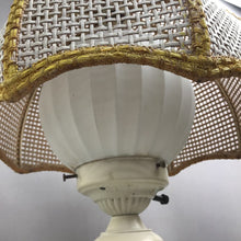 Load image into Gallery viewer, Vintage Honi Chilo Yellow Faux Bamboo Table Lamp with Wicker Shade(27")
