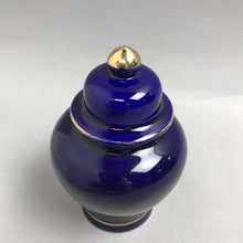 Load image into Gallery viewer, Vintage Japanese Blue, Gold With Peacocks &amp; Flowers Lidded Ginger Jar(4")
