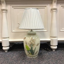 Load image into Gallery viewer, Vintage Ginger Jar Butterfly and Iris Flower Table Lamp Signed (27")
