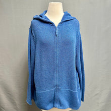 Load image into Gallery viewer, Eileen Fisher Cornflower Blue Knit Hooded Zip Sweater (1X)
