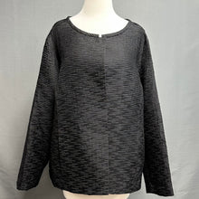 Load image into Gallery viewer, Eileen Fisher Black Crinkle Silk Open Front Shell Jacket (1X)

