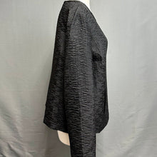 Load image into Gallery viewer, Eileen Fisher Black Crinkle Silk Open Front Shell Jacket (1X)

