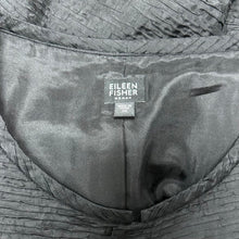 Load image into Gallery viewer, Eileen Fisher Black Crinkle Silk Open Front Shell Jacket (1X)
