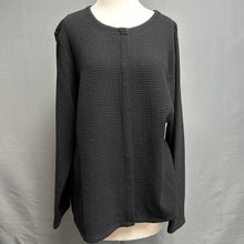 Load image into Gallery viewer, Eileen FIsher Black Waffle Knit Snap Front Top (1X)

