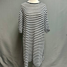 Load image into Gallery viewer, Eileen Fisher Gray White Stripe Open Knit Tunic (L)
