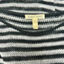 Load image into Gallery viewer, Eileen Fisher Gray White Stripe Open Knit Tunic (L)
