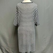 Load image into Gallery viewer, Eileen Fisher Gray White Stripe Open Knit Tunic (L)
