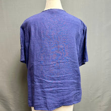 Load image into Gallery viewer, Eileen Fisher Blue Linen Button Down Short Sleeve Top (L)
