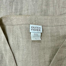 Load image into Gallery viewer, Eileen Fisher Tan Stripe Button Down Short Sleeve Top (L)
