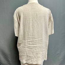 Load image into Gallery viewer, Eileen Fisher Tan Stripe Button Down Short Sleeve Top (L)
