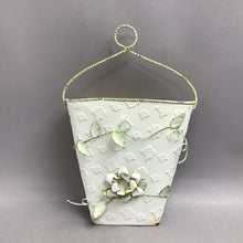 Load image into Gallery viewer, Shabby Chic White Metal Wall Pocket (14x9)
