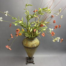 Load image into Gallery viewer, Green Metal Urn Vase with Flowers (32")
