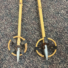 Load image into Gallery viewer, Vintage Red Wood Skis Marked International Nineteen with Ski Poles (52")
