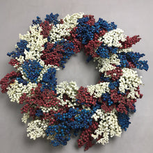 Load image into Gallery viewer, Red, White &amp; Blue Wreath Decor (21")
