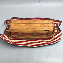 Load image into Gallery viewer, Longaberger 1993 All American Liberty Cracker Basket w/ rev Liner, Prot &amp; brick (3x11x5)
