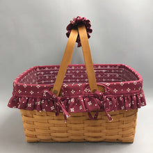 Load image into Gallery viewer, Vintage Longaberger 1995 Picnic Basket Double Handles Liner &amp; Protector (9x16x11)

