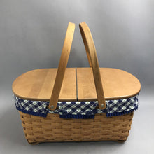 Load image into Gallery viewer, Longaberger 2004 Blue Ribbon Collection Crafting Basket with Lid Protector &amp; Liner (9x19x12)
