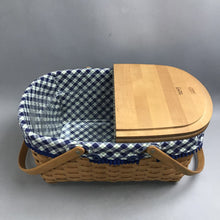 Load image into Gallery viewer, Longaberger 2004 Blue Ribbon Collection Crafting Basket with Lid Protector &amp; Liner (9x19x12)
