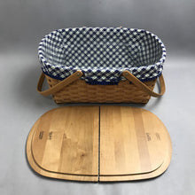 Load image into Gallery viewer, Longaberger 2004 Blue Ribbon Collection Crafting Basket with Lid Protector &amp; Liner (9x19x12)
