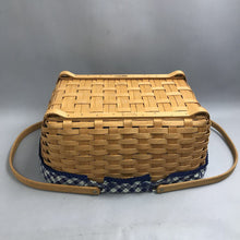 Load image into Gallery viewer, Longaberger 2004 Blue Ribbon Collection Crafting Basket with Lid Protector &amp; Liner (9x19x12)
