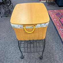 Load image into Gallery viewer, Large 2000 Longaberger Basket With Lid &amp; Leather Handles on Stand (35x20x17)
