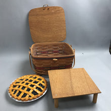 Load image into Gallery viewer, Longaberger 1991 Crisco American Pie Celebration Basket w/Protector, Riser &amp; Pie (6x12x12)
