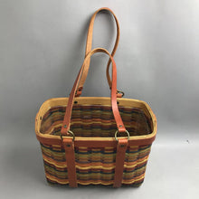 Load image into Gallery viewer, Longaberger Hostess Villager Woven Wood Basket with Leather Handles (11x14x8)
