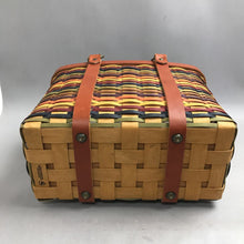 Load image into Gallery viewer, Longaberger Hostess Villager Woven Wood Basket with Leather Handles (11x14x8)
