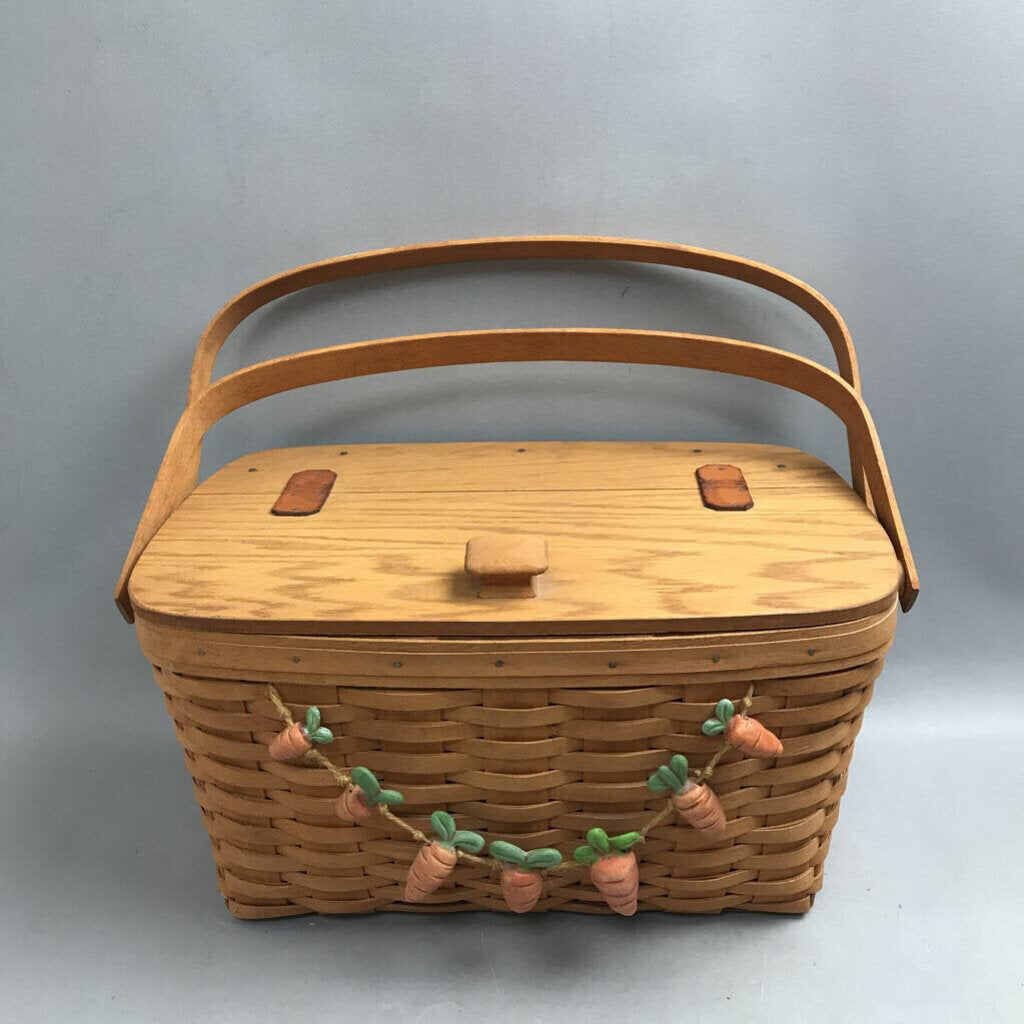 Longaberger Large Market Picnic Basket with Lid & Knob TWB 1992