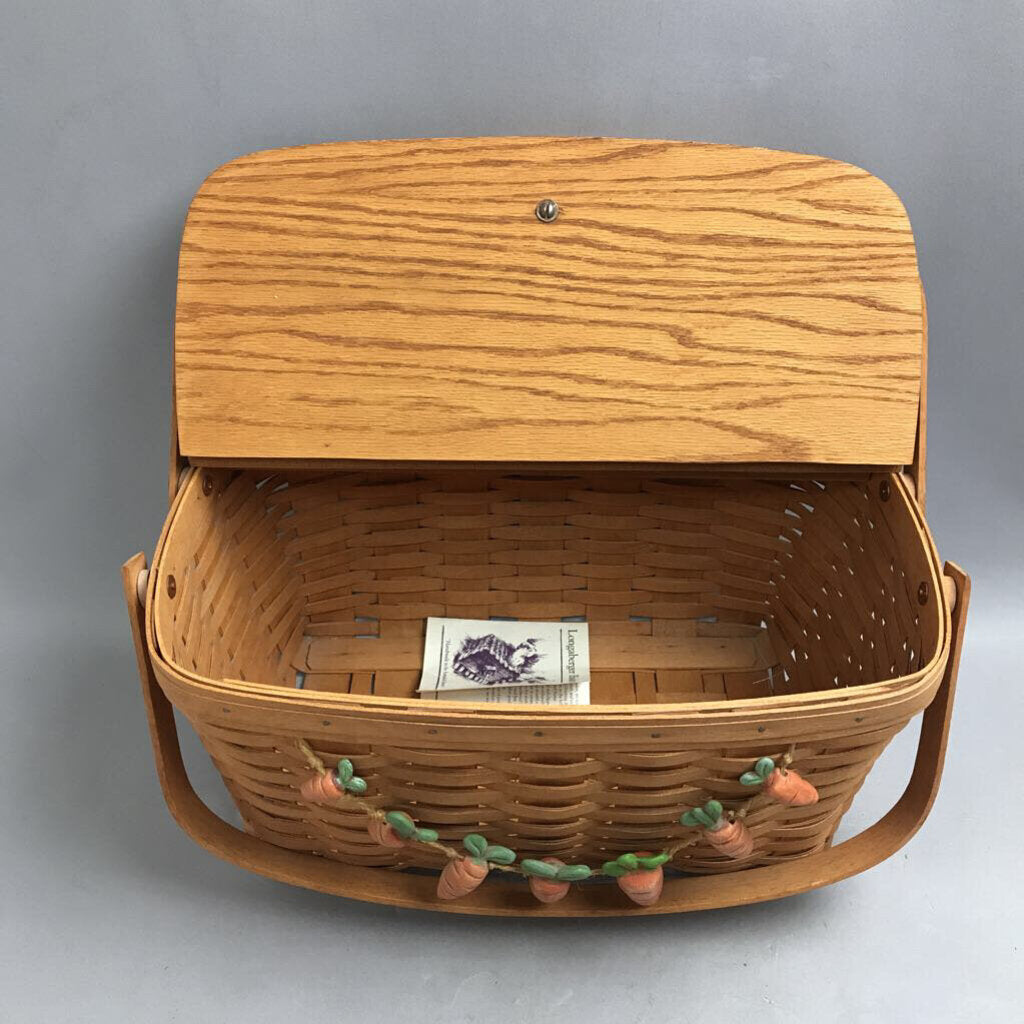 Longaberger Large Market Picnic Basket with Lid & Knob TWB 1992