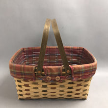 Load image into Gallery viewer, Longaberger Market Basket w/ 2 Swinging Handles &amp; Liner Larger 2008 (8x15x10)

