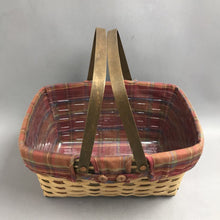 Load image into Gallery viewer, Longaberger Market Basket w/ 2 Swinging Handles &amp; Liner Larger 2008 (8x15x10)
