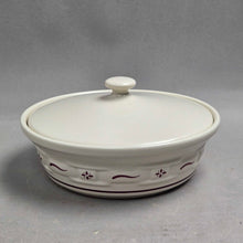 Load image into Gallery viewer, Longaberger Woven Traditions (Red) Round Covered Casserole Baking Dish (~2.5x8.25)
