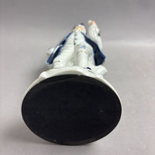 Load image into Gallery viewer, Blue &amp; White Dutch Colonial-Style Man w/ Instrument Figurine (13.5")
