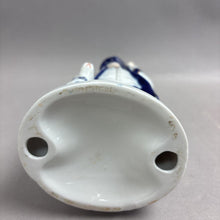 Load image into Gallery viewer, Blue &amp; White Dutch Colonial-Style Man w/ Dog Figurine (~12")
