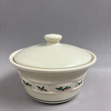Load image into Gallery viewer, Longaberger Pottery Small Covered Dish - Traditional Holly (~3x5.75)
