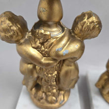 Load image into Gallery viewer, Golden Cherub &amp; Marble Base Candle Holder Pair (7.5")
