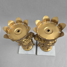 Load image into Gallery viewer, Golden Cherub &amp; Marble Base Candle Holder Pair (7.5")
