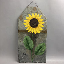 Load image into Gallery viewer, Hand Painted Sunflower on Slate (22x11)
