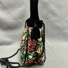 Load image into Gallery viewer, Vintage Chicos Intricate Floral Beadwork Velvet Trim Evening Bag Purse (8x10x3")
