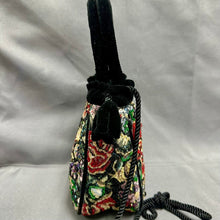 Load image into Gallery viewer, Vintage Chicos Intricate Floral Beadwork Velvet Trim Evening Bag Purse (8x10x3")
