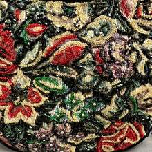 Load image into Gallery viewer, Vintage Chicos Intricate Floral Beadwork Velvet Trim Evening Bag Purse (8x10x3")
