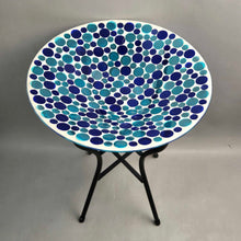 Load image into Gallery viewer, Gardener Select Glass Mosaic Bird Bath w/ Metal Stand (~19.5x14x14)

