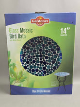 Load image into Gallery viewer, Gardener Select Glass Mosaic Bird Bath w/ Metal Stand (~19.5x14x14)

