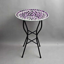Load image into Gallery viewer, Gardener Select Glass Mosaic Bird Bath w/ Metal Stand (~19.5x14x14)
