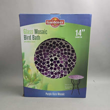 Load image into Gallery viewer, Gardener Select Glass Mosaic Bird Bath w/ Metal Stand (~19.5x14x14)
