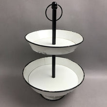 Load image into Gallery viewer, Two-Tier Enamel Pedestal Tray (~17x12x12)
