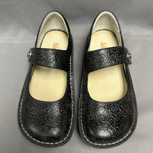 Load image into Gallery viewer, Alegria by PG Lite Paloma Embossed Rose Black Leather Mary Jane Shoes (36)
