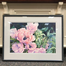 Load image into Gallery viewer, Framed "Pink Poppies" Watercolor Print Signed (28x37)
